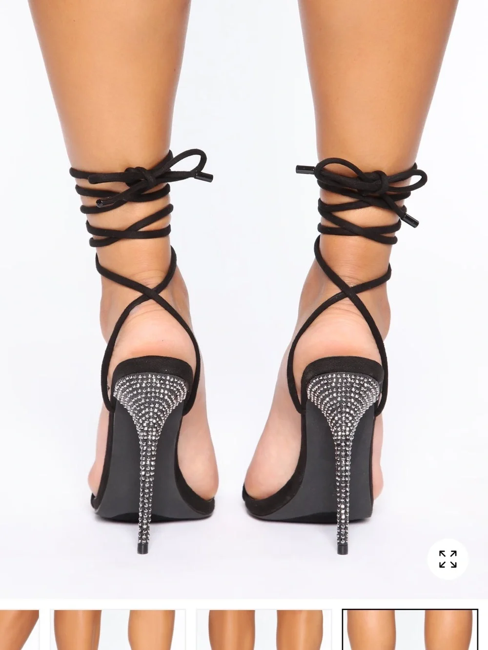 Black Lace-Up Crystal Stiletto heels 8
